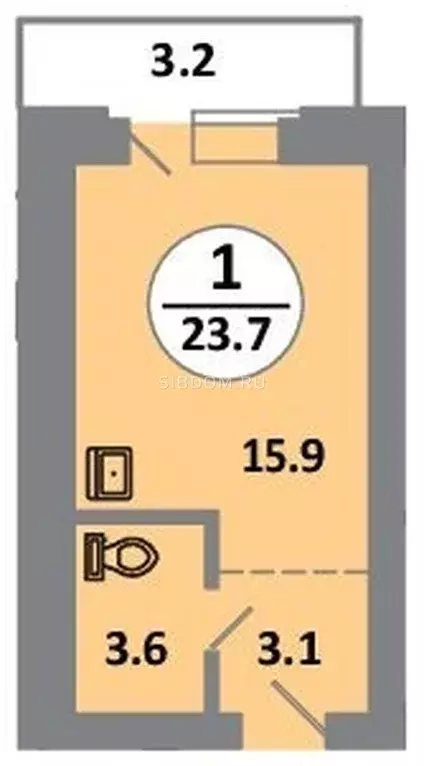Продаётся квартира-студия, 23.9 м - Фото 0