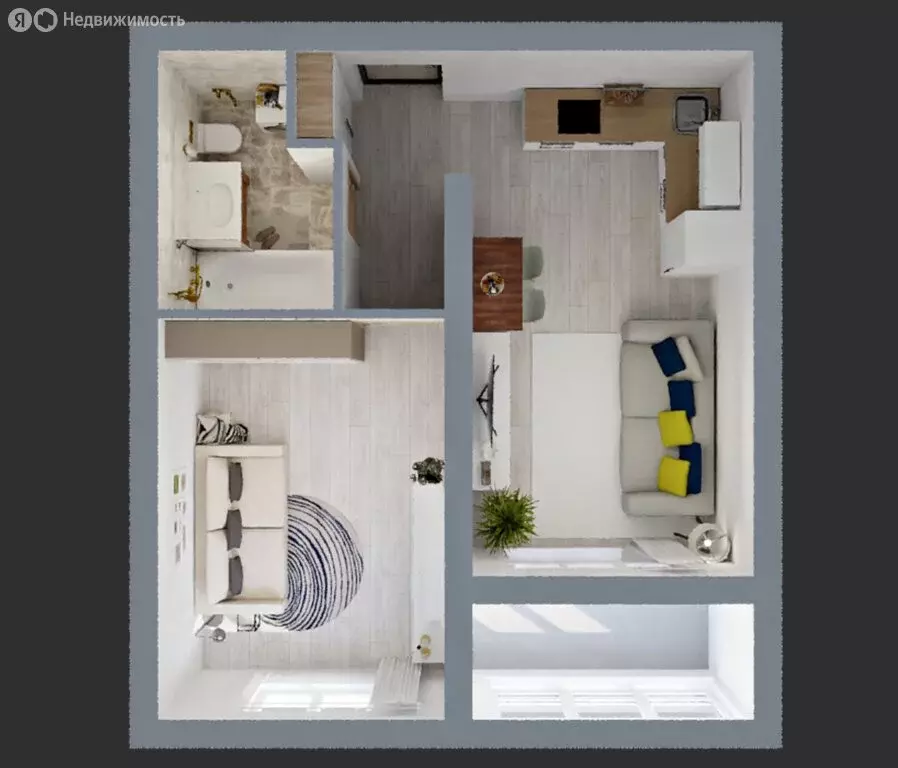 1-комнатная квартира: город Тельмана, жилой комплекс Сибирь (41.7 м) - Фото 2