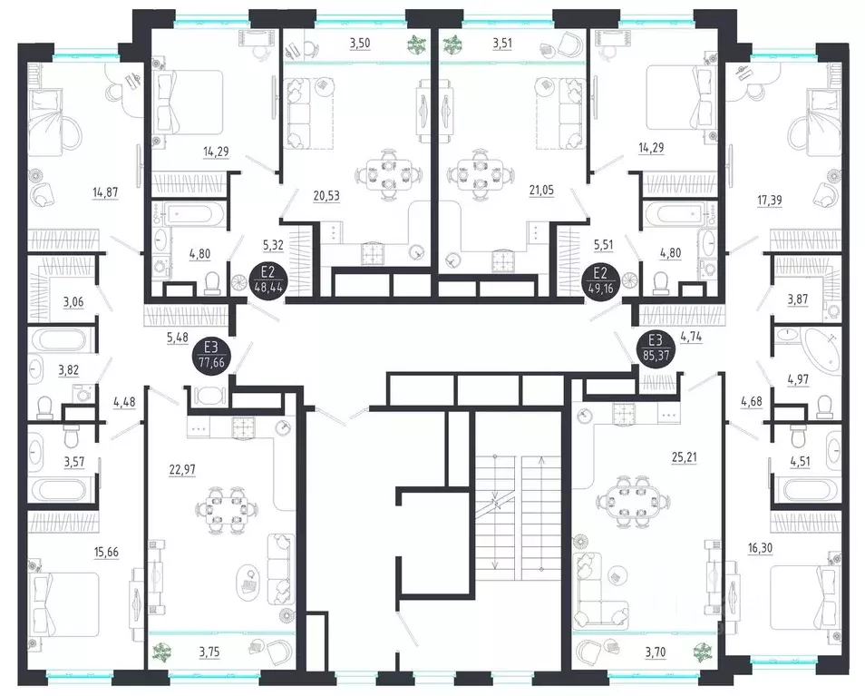 2-к кв. Тульская область, Тула  (85.37 м) - Фото 2