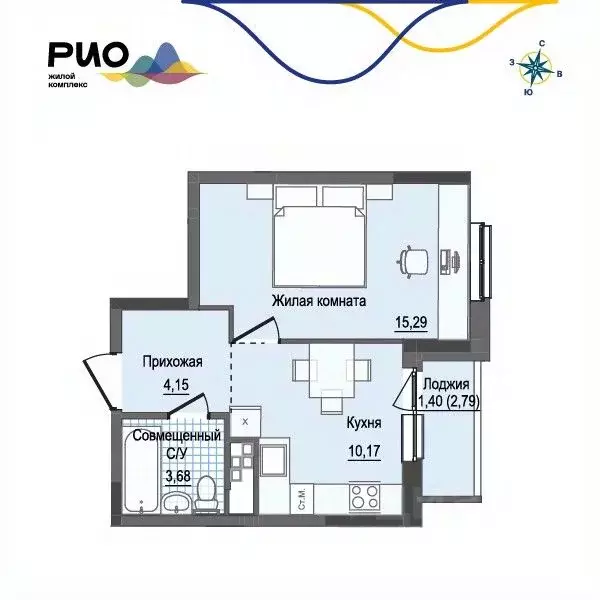 1-к кв. Удмуртия, Ижевск Воткинский жилрайон, Рио жилой комплекс, 2 ... - Фото 1