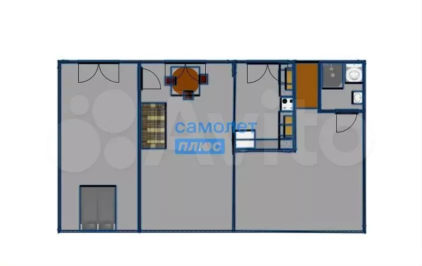 2-к. квартира, 60 м, 2/2 эт. - Фото 0