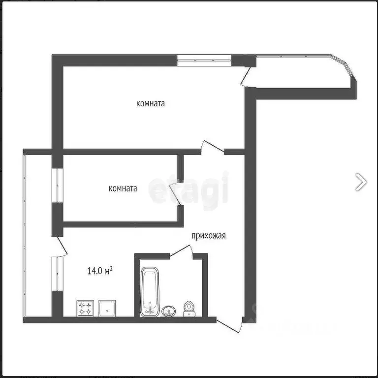 2-к кв. Архангельская область, Новодвинск Южная ул., 11К2 (71.0 м) - Фото 1