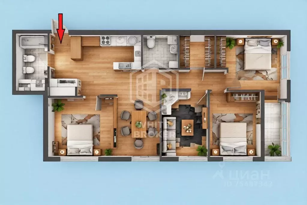 4-к кв. Москва 1-й Грайвороновский проезд, 1 (88.0 м) - Фото 2