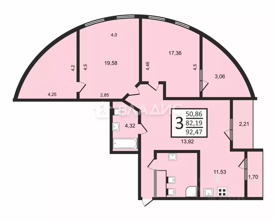 3-к кв. Владимирская область, Владимир ул. Фейгина, 17 (92.47 м) - Фото 1