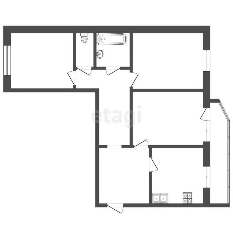 3-комнатная квартира: Тюмень, улица 9 Января, 162 (92 м) - Фото 0