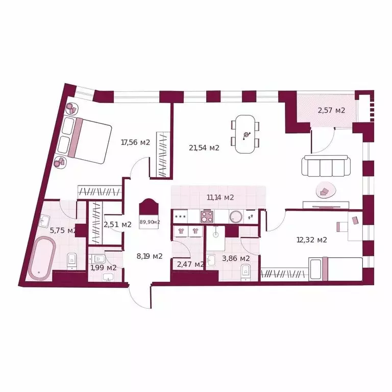 2-комнатная квартира: Тюмень, улица Герцена, 33 (89.9 м) - Фото 0