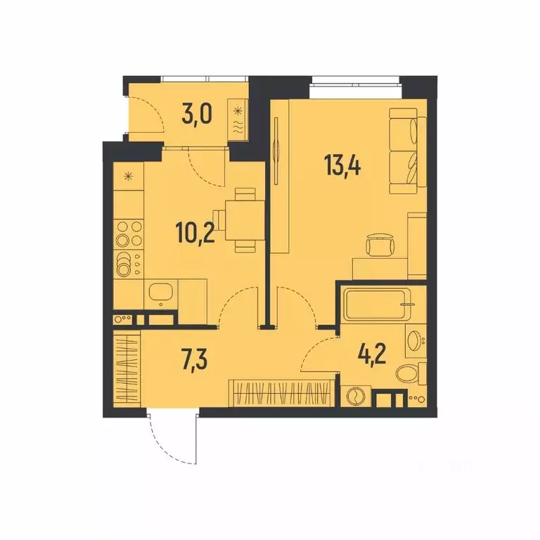 1-к кв. Пермский край, Пермь Ераничи мкр,  (36.6 м) - Фото 1