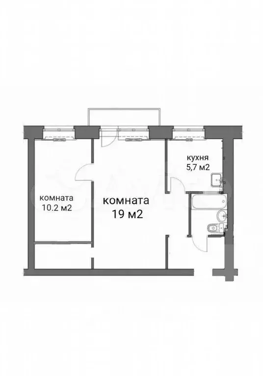 2-к. квартира, 42,1 м, 5/6 эт. - Фото 0