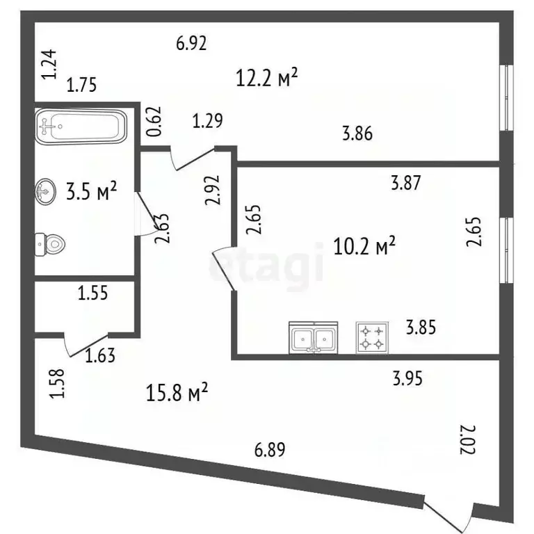 1-к кв. Санкт-Петербург Бронницкая ул., 17 (42.7 м) - Фото 2