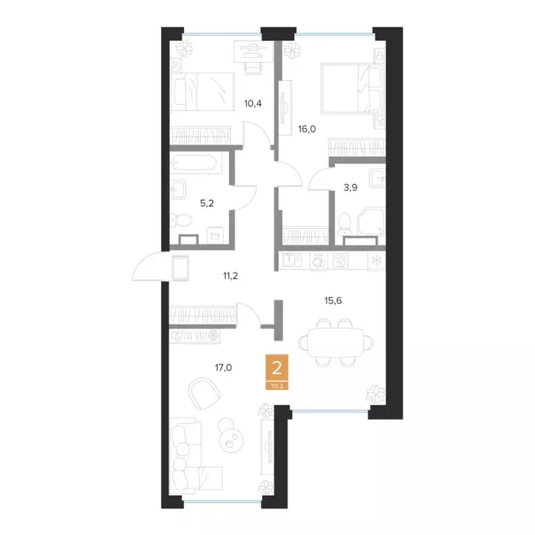 2-к кв. Курская область, Курск Парковый квартал Чувства жилой комплекс ... - Фото 1