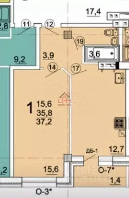 1-к кв. Ставропольский край, Ессентуки туп. Крутой, 9/4 (36.7 м) - Фото 1