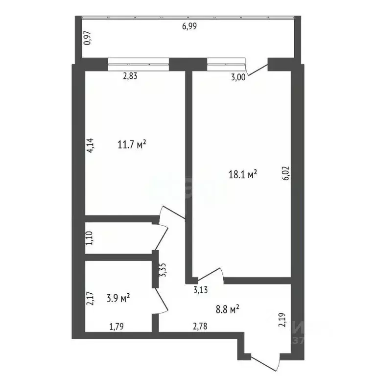 1-к кв. Амурская область, Благовещенск ул. Василенко, 14/2 (46.4 м) - Фото 2