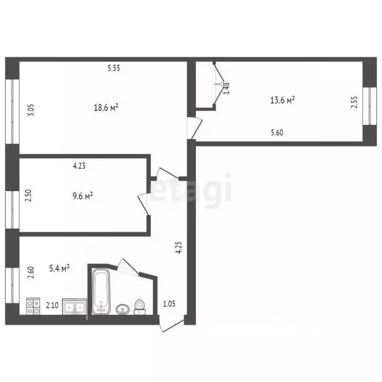 3-к кв. Тюменская область, Тюмень ул. Белинского, 12 (59.2 м) - Фото 0