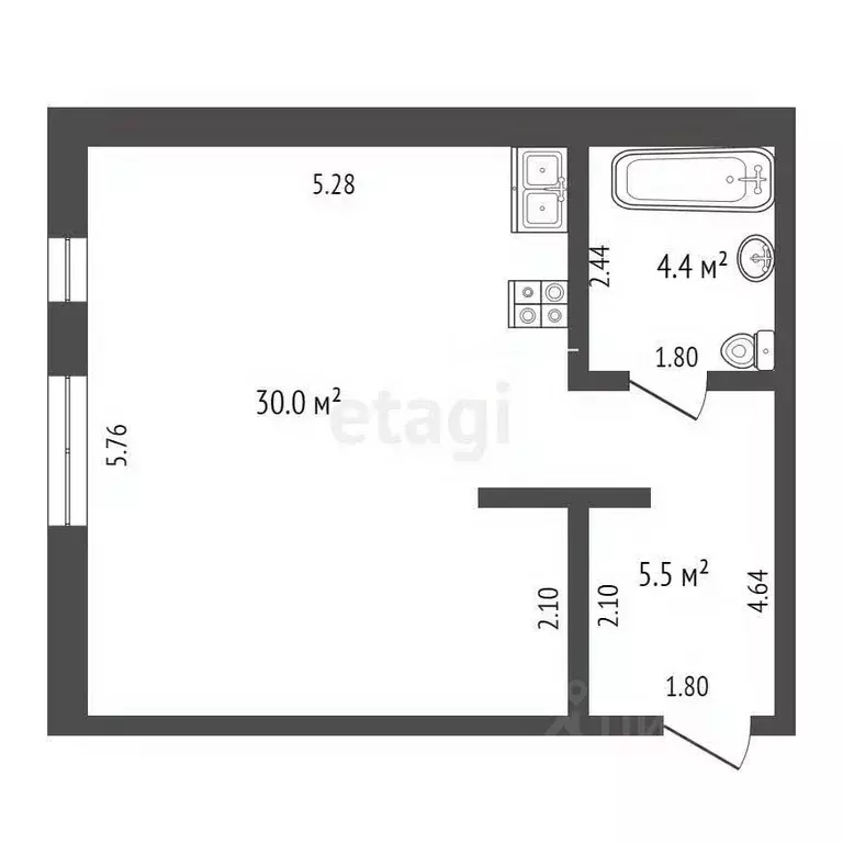 Студия Крым, Евпатория ул. Киевская, 57А (40.3 м) - Фото 1