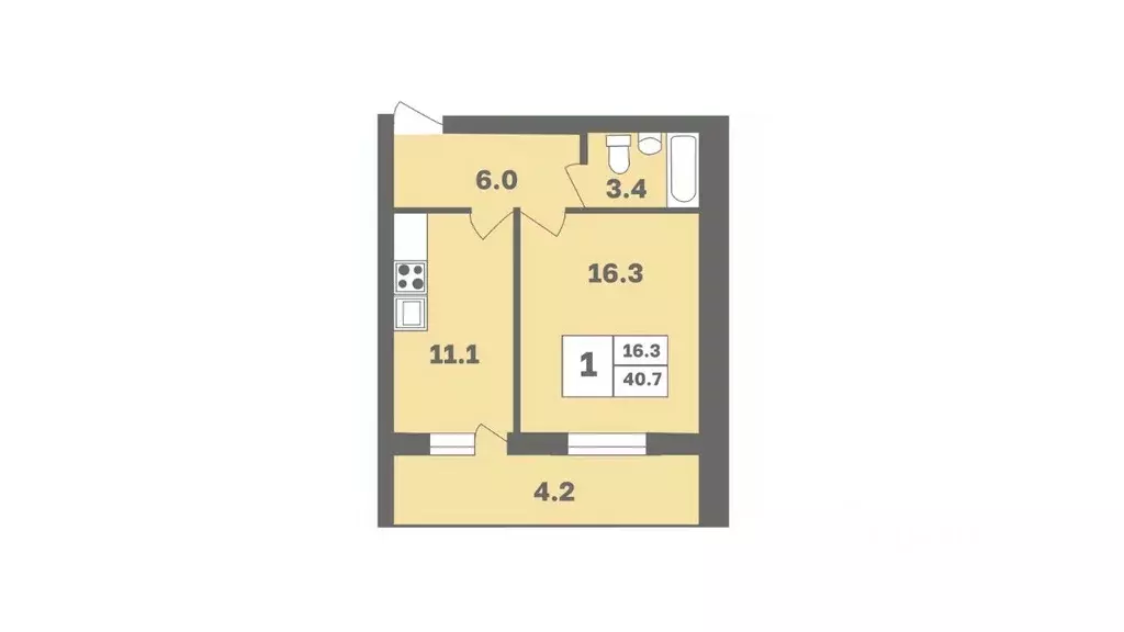 1-к кв. Башкортостан, Уфа Дагестанская ул., лит12 (40.7 м) - Фото 1