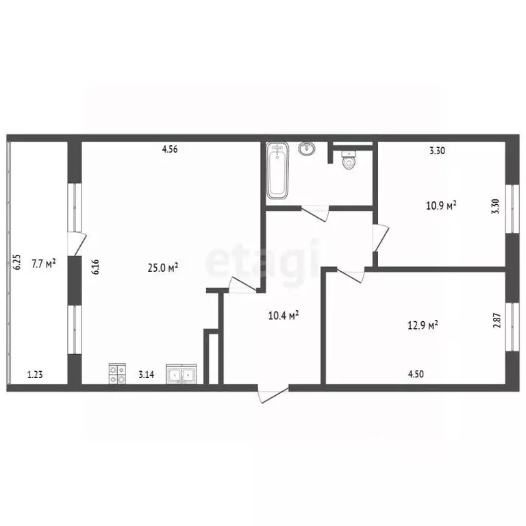 3-к кв. Вологодская область, Череповец Любецкая ул., 49 (63.7 м) - Фото 1