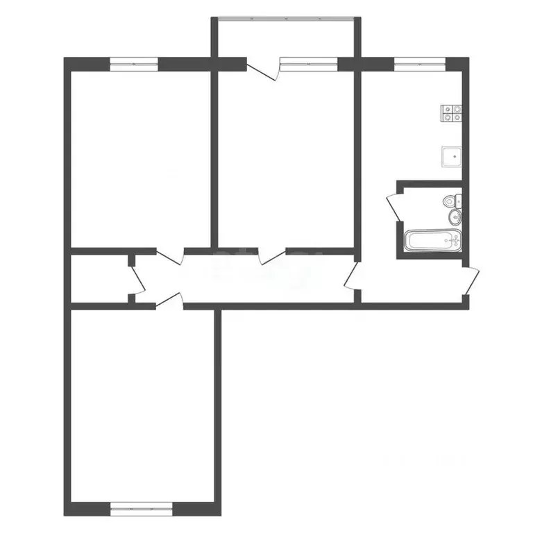 3-к кв. Тульская область, Узловая Октябрьская ул., 10 (58.0 м) - Фото 1
