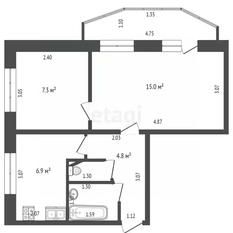 2-к кв. Московская область, Дмитров ДЗФС мкр, 9 (38.0 м) - Фото 1