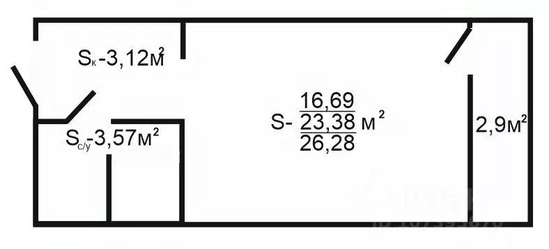 Студия Краснодарский край, Анапа Рождественская ул., 55к2 (26.28 м) - Фото 2