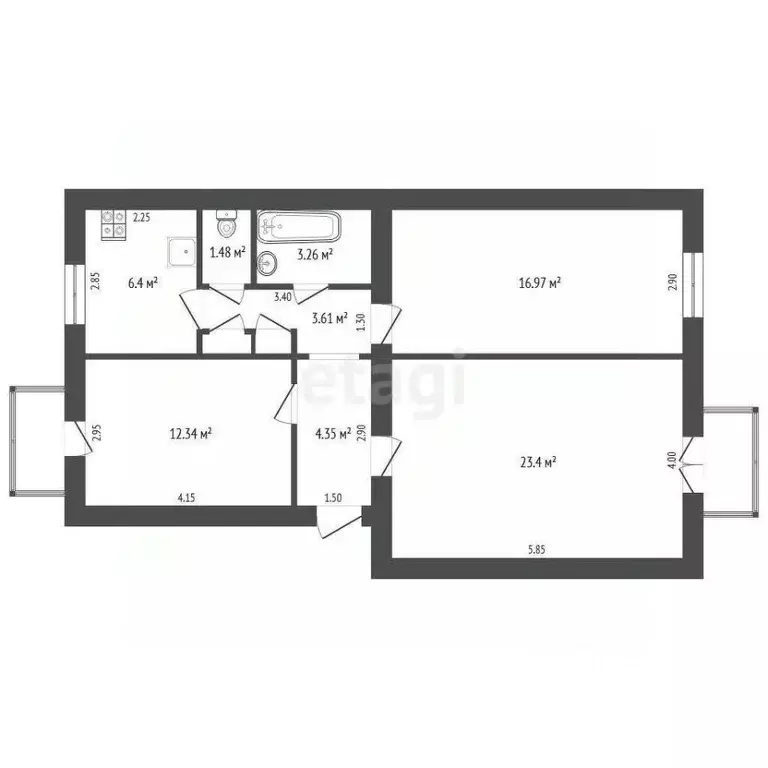 3-к кв. Севастополь ул. Большая Морская, 38 (72.4 м) - Фото 2