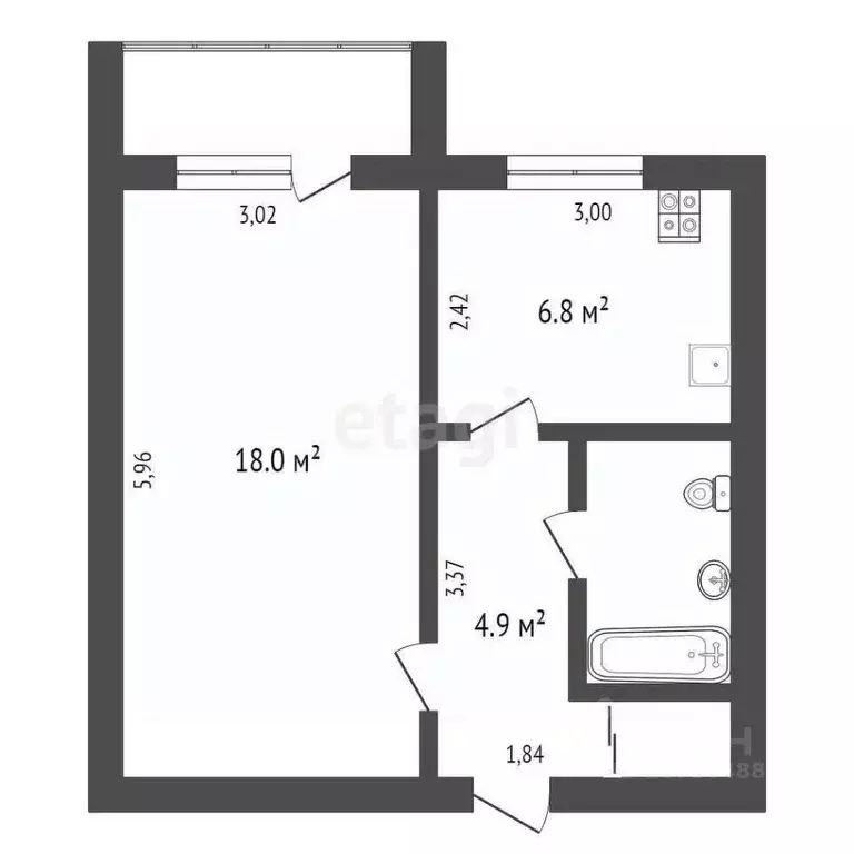 1-к кв. Амурская область, Благовещенск Игнатьевское ш., 5 (35.0 м) - Фото 1