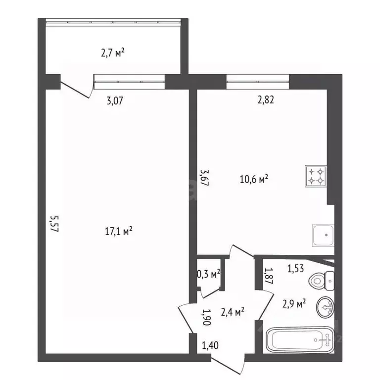 1-к кв. Башкортостан, Уфа ул. Бессонова, 21 (33.3 м) - Фото 2