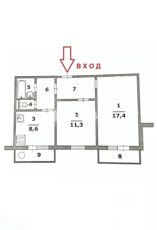 2-к кв. Белгородская область, Белгород ул. Есенина, 42 (50.9 м) - Фото 2