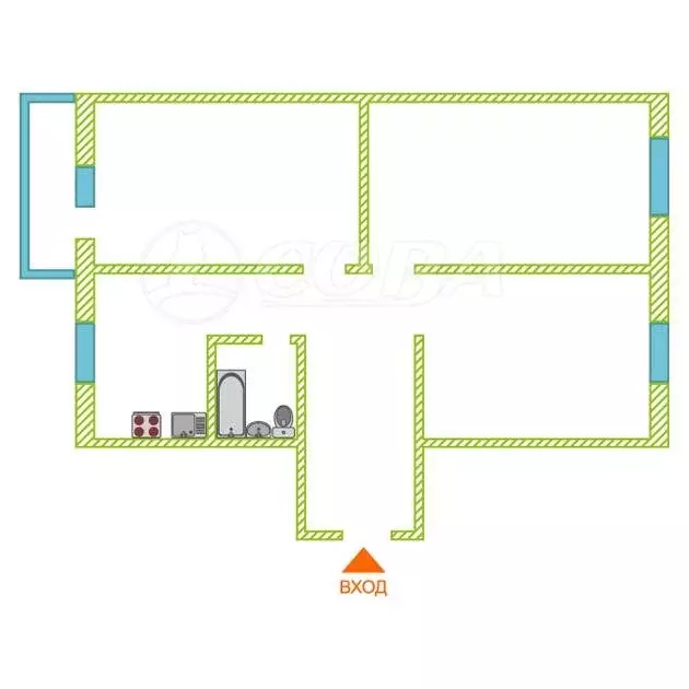 3-комнатная квартира: Тюмень, проезд Геологоразведчиков, 34 (62 м) - Фото 2