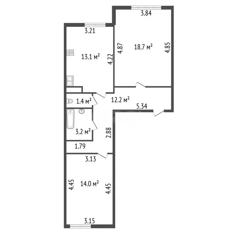 2-комнатная квартира: Пушкин, Колпинское шоссе, 38к1 (62.6 м) - Фото 1