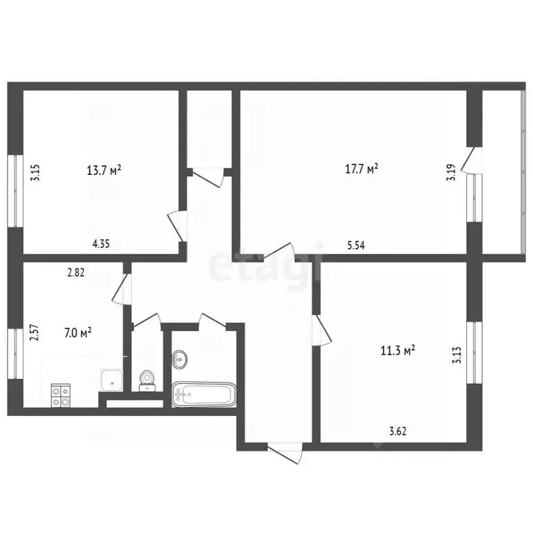3-к кв. Ямало-Ненецкий АО, Муравленко ул. Губкина, 10 (65.4 м) - Фото 2