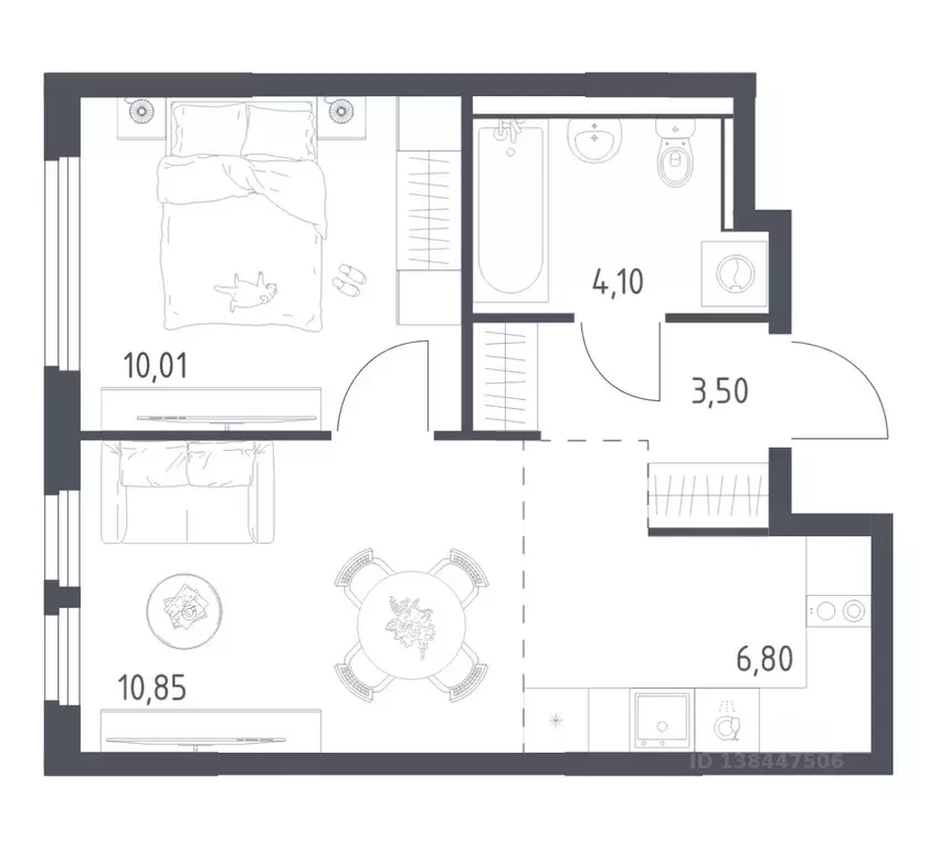 1-к кв. Московская область, Ленинский городской округ, Мисайлово пгт, ... - Фото 1