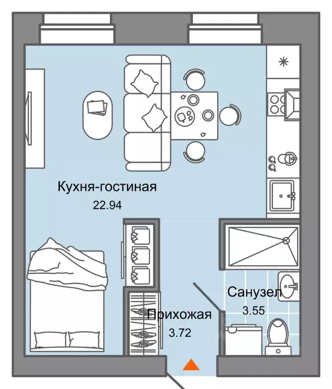 Студия Кировская область, Киров Знак жилой комплекс (30.0 м) - Фото 0