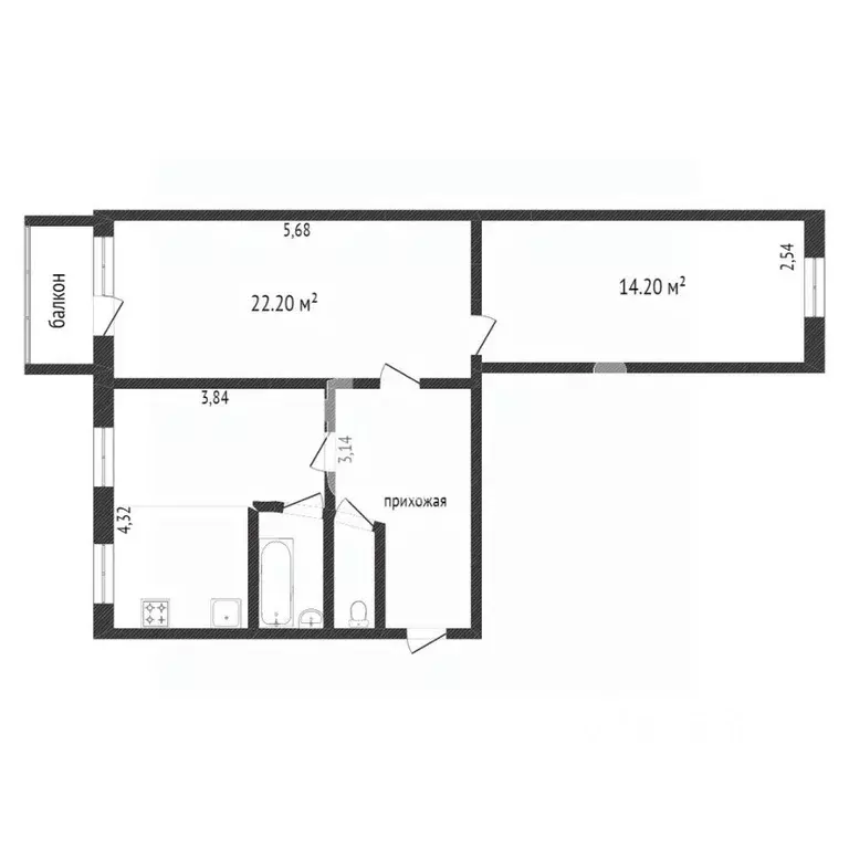 2-к кв. Тюменская область, Тюмень Тарманы мкр, ул. Малышева, 2 (59.9 ... - Фото 2