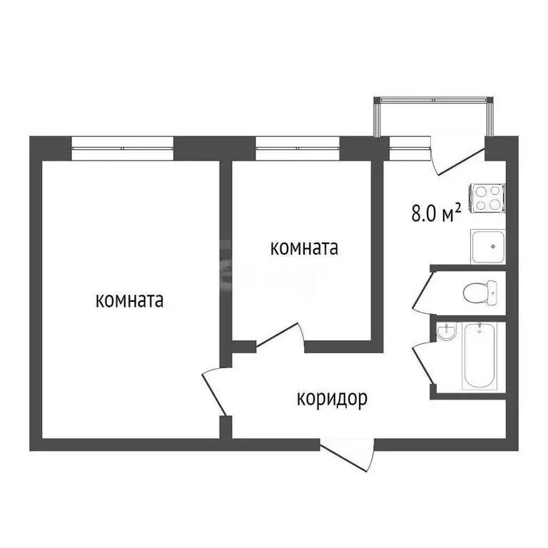 2-комнатная квартира: Воронеж, улица Космонавта Комарова, 2 (44 м) - Фото 1