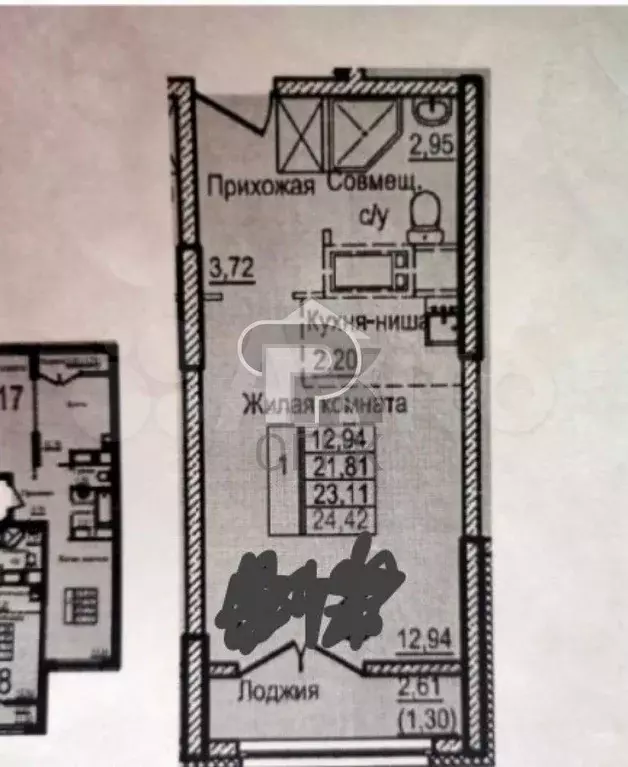 Квартира-студия, 21,8 м, 21/25 эт. - Фото 0