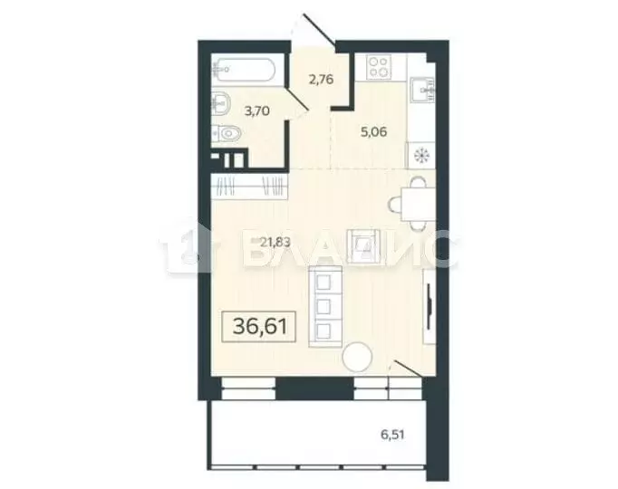 1-комнатная квартира: Благовещенск, улица Чайковского, 100/4 (36.61 м) - Фото 1