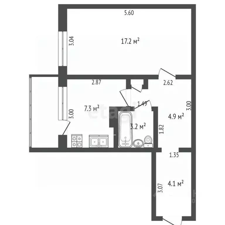 1-к кв. Костромская область, Нерехта ул. Калинина, 15 (36.9 м) - Фото 1