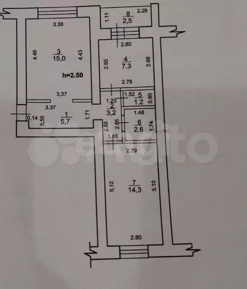 2-к. квартира, 49,3 м, 1/5 эт. - Фото 0