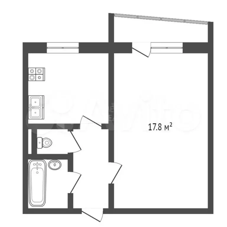 1-к. квартира, 33,3 м, 7/9 эт. - Фото 0