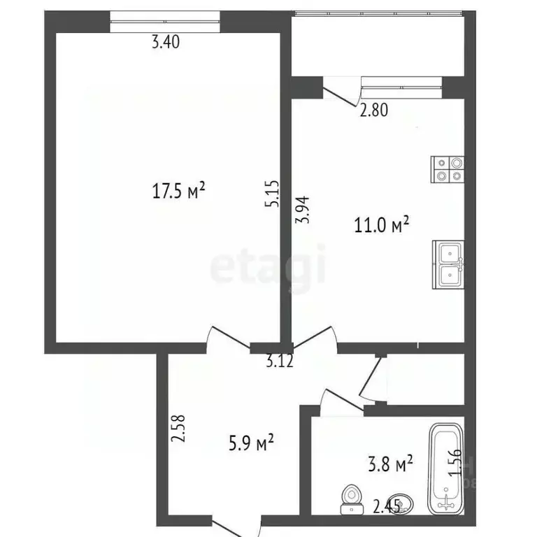 1-к кв. Коми, Микунь Усть-Вымский район, ул. Ленина, 50 (39.3 м) - Фото 0