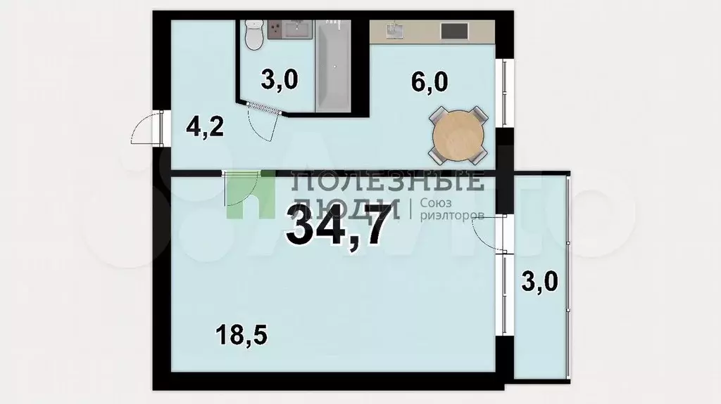 1-к. квартира, 30 м, 3/5 эт. - Фото 0