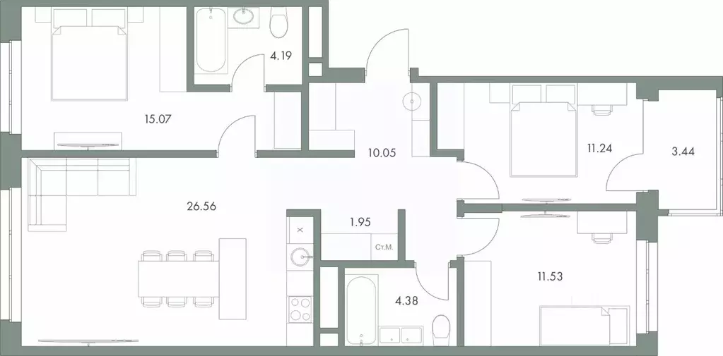 3-к кв. Ханты-Мансийский АО, Сургут ул. Крылова (88.41 м) - Фото 0