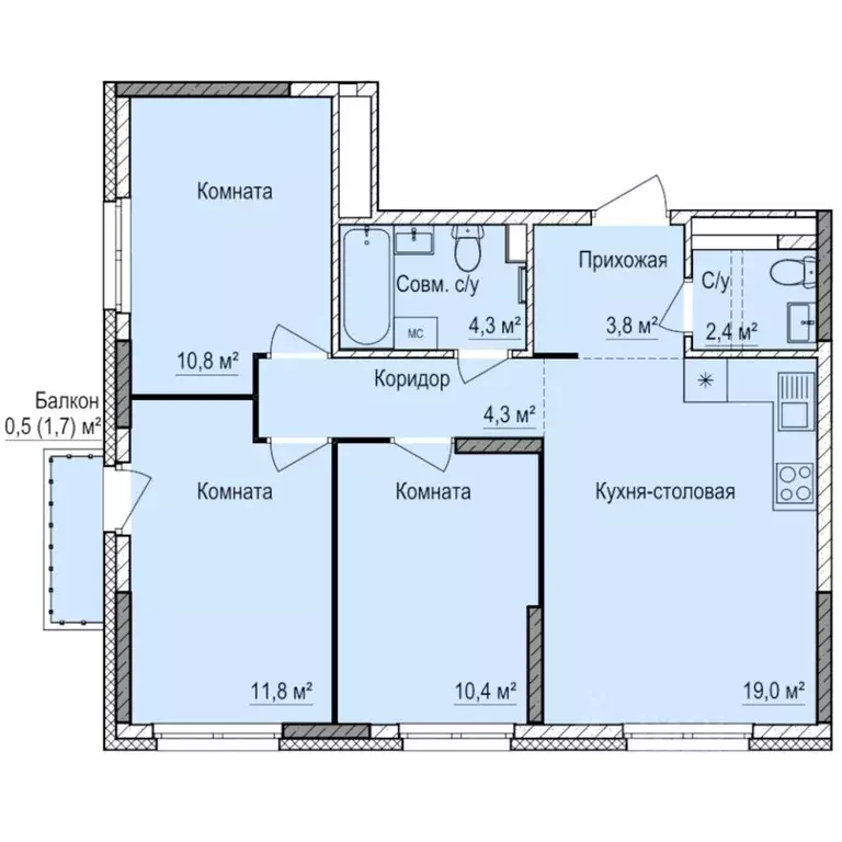 3-к кв. Удмуртия, Ижевск Буммаш жилрайон, Покровский жилой комплекс ... - Фото 1