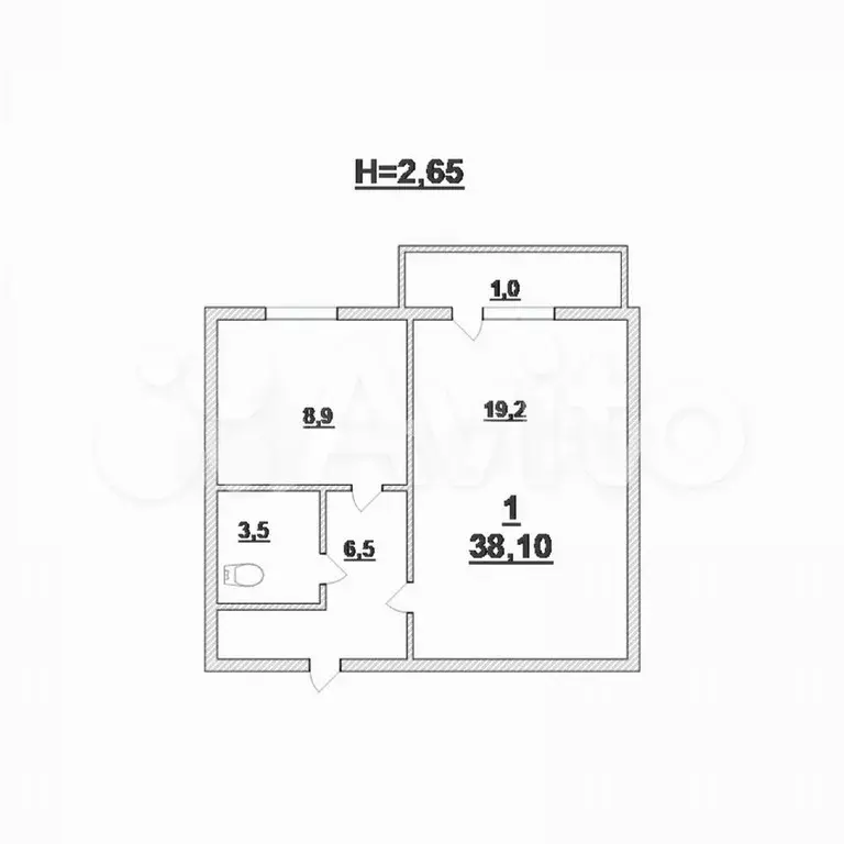 1-к. квартира, 38,1 м, 1/10 эт. - Фото 0