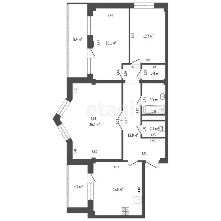3-комнатная квартира: Тюмень, Фабричная улица, 7 (96.3 м) - Фото 1