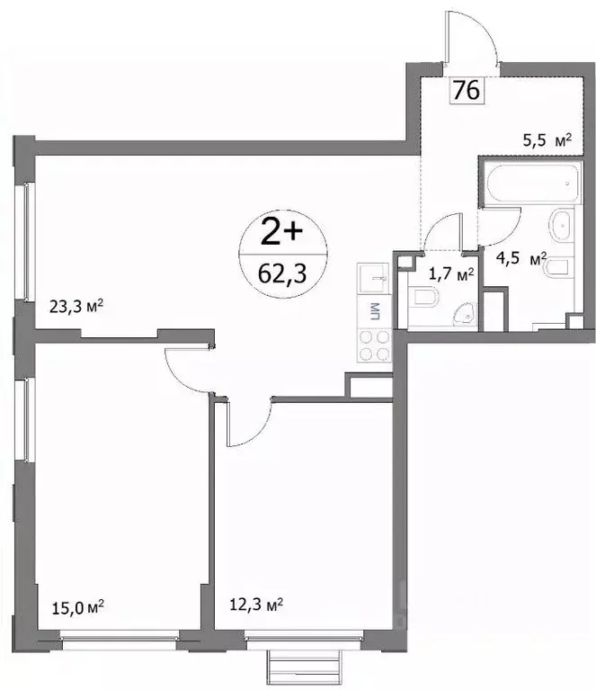 2-к кв. Нижегородская область, Нижний Новгород ул. Сергея Акимова, 50 ... - Фото 0