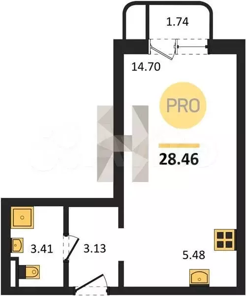 Квартира-студия, 28,5 м, 9/24 эт. - Фото 0