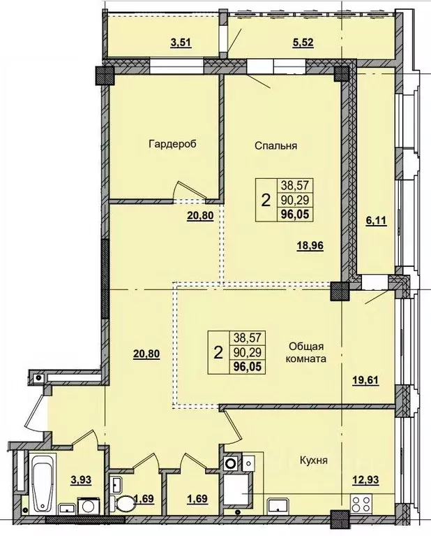 2-к кв. Саха (Якутия), Якутск ул. Красильникова, 5 (96.05 м) - Фото 0