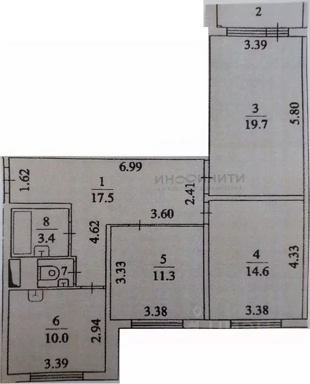 3-к кв. Московская область, Мытищи ул. Борисовка, 20 (77.8 м) - Фото 2