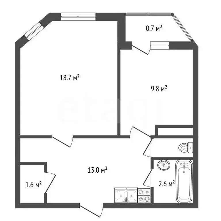 1-комнатная квартира: Сертолово, Центральная улица, 1к1 (47.7 м) - Фото 1